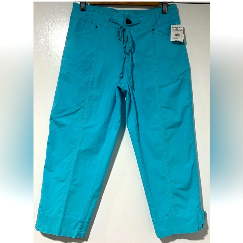 Fresh Produce Career Casual Turqois Stretch Broad Cloth Capri Pants Sz XS SALE!!